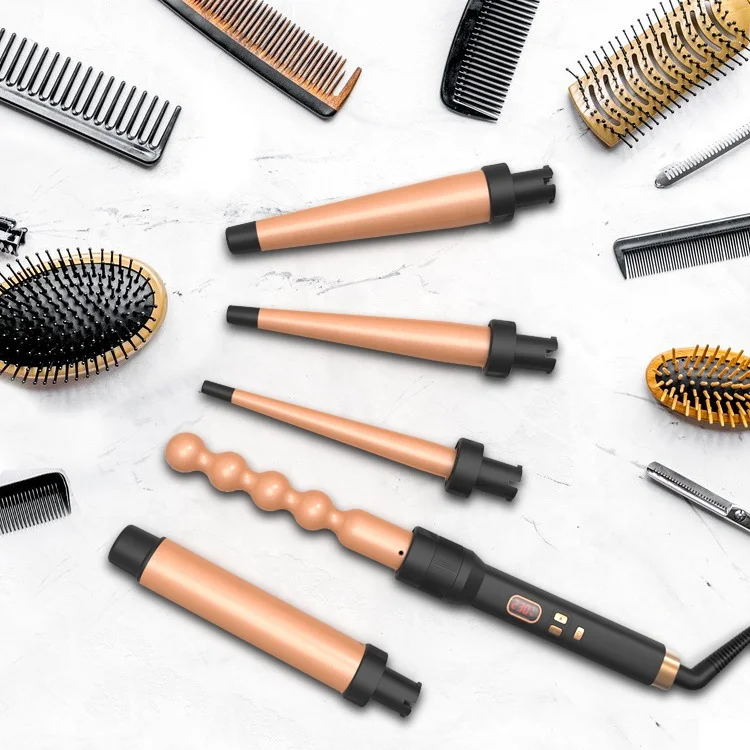 Wholesale high quality ceramic electric Curling wand set interchangeable hair curler 5 in 1 curling iron Hair Curling wand