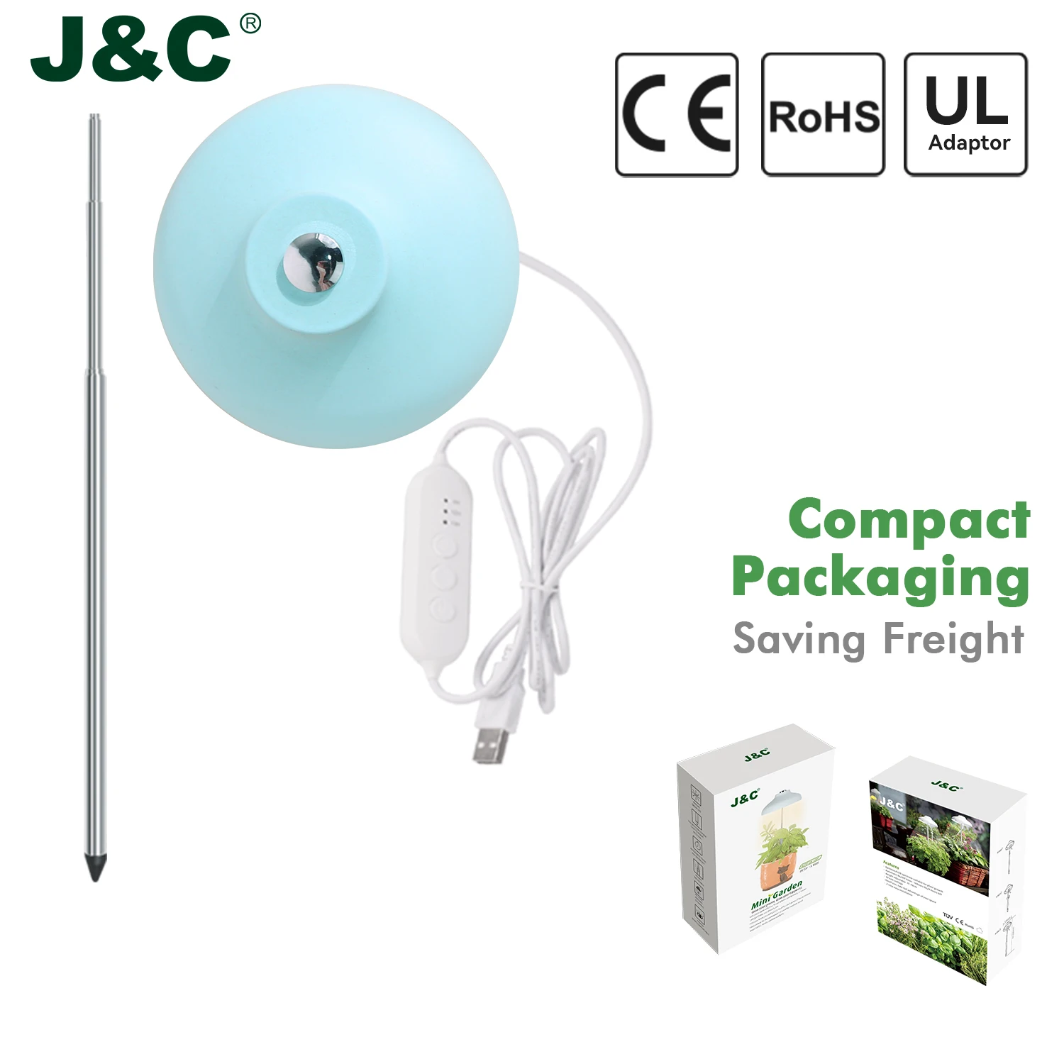 J&C Planter Mate 5W Home and Office Plant Light Indoor Garden Decor Home Grow Kit Blue Best for Potted Plants