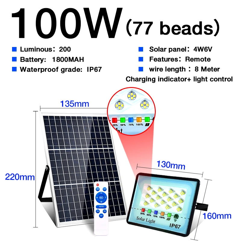 Factory Price For Outdoor Ip66 Waterproof LED Reflector 100w 200w 300w 400w 500w 1000 Watt Projector Solar Flood Light Lamp