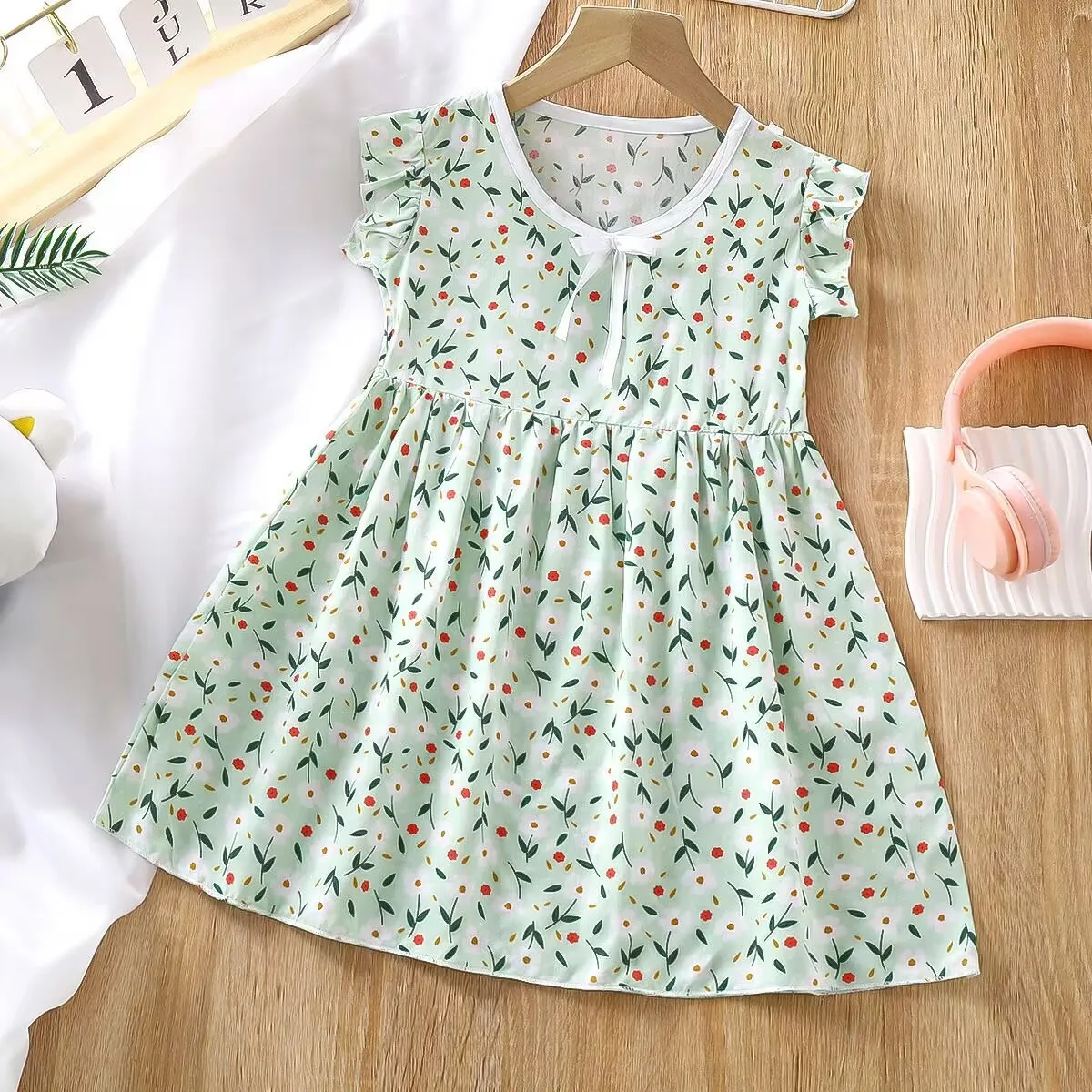 Summer girls cotton silk nightdress baby lace collar dress wholesale