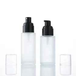 Cheap Price Empty Round Cosmetic Glass Bottle Custom 30ml 50ml 100ml Airless Pump Bottle For Lotion Cream Serum