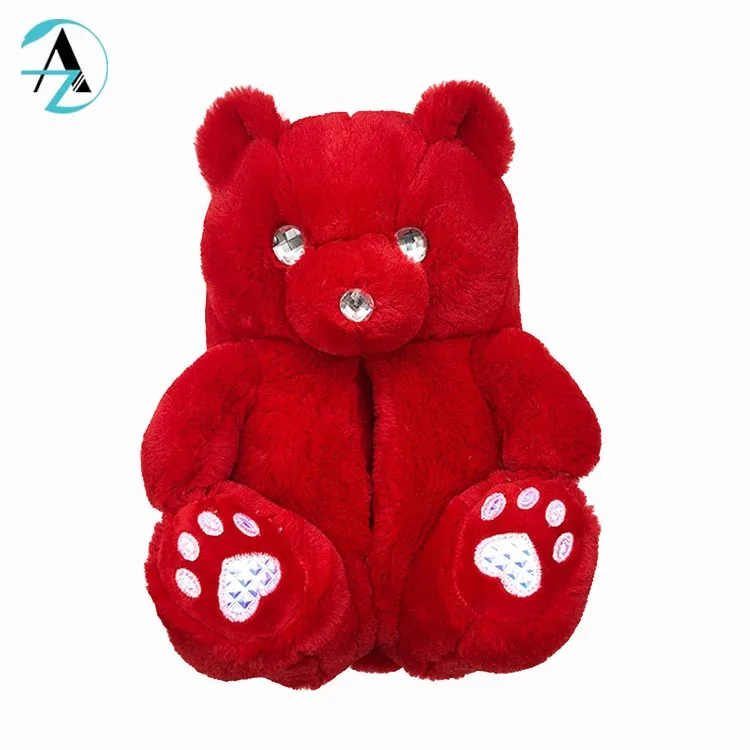
High Quality Women House Teddy Bear Slippers Ladies Fluffy Sandals Cute Kid Size Teddy Bear Slippers 