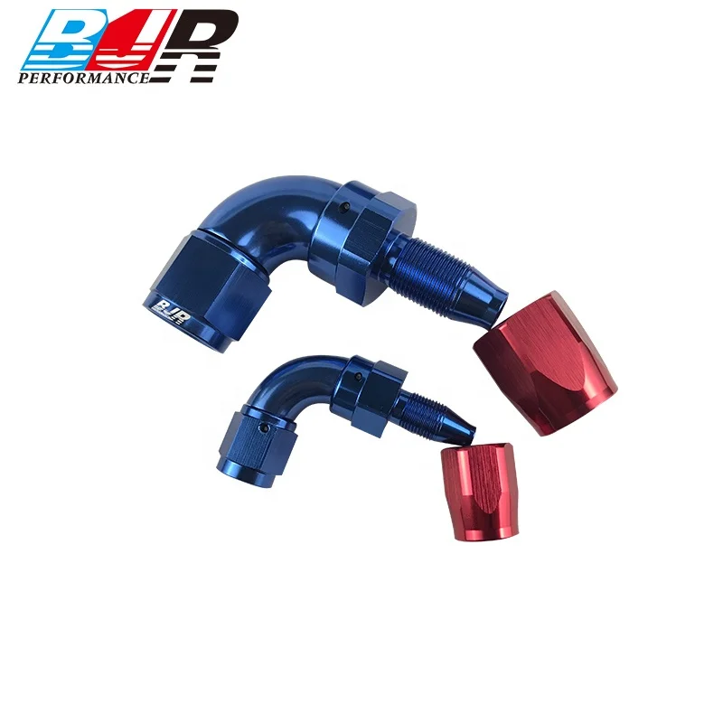 BJR 90 Degree aluminum One Piece Full Flow Swivel Hose End AN10 fittings