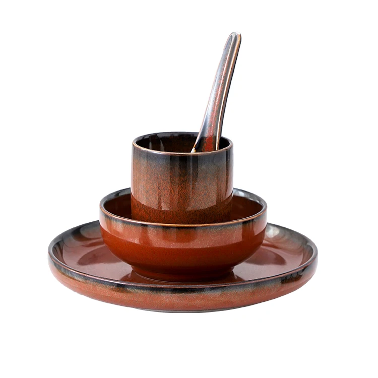 Japanese Dinnerware kitchen plates set dinner dinnerware Set 4pcs ceramic Plate and tea cup ceramic