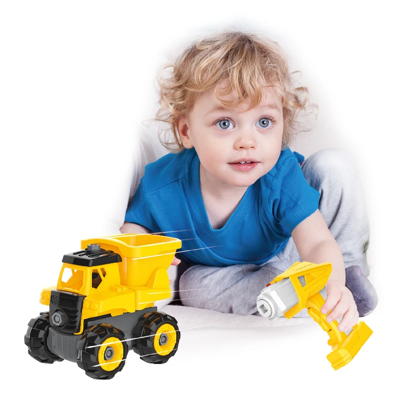 4 IN 1 DIY Educational Toy Construction Car Excavator Dump Remote Control Truck RC Cars for Kids Boy