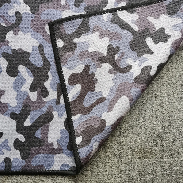 Wholesale Custom Logo Printed Sublimation Microfiber Waffle Golf Towel With Eyelet and Carabiner