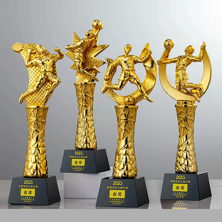 Customized World Sport Cup Gold Polyn Volleyball Basketball Metal Award Resin Football Trophies