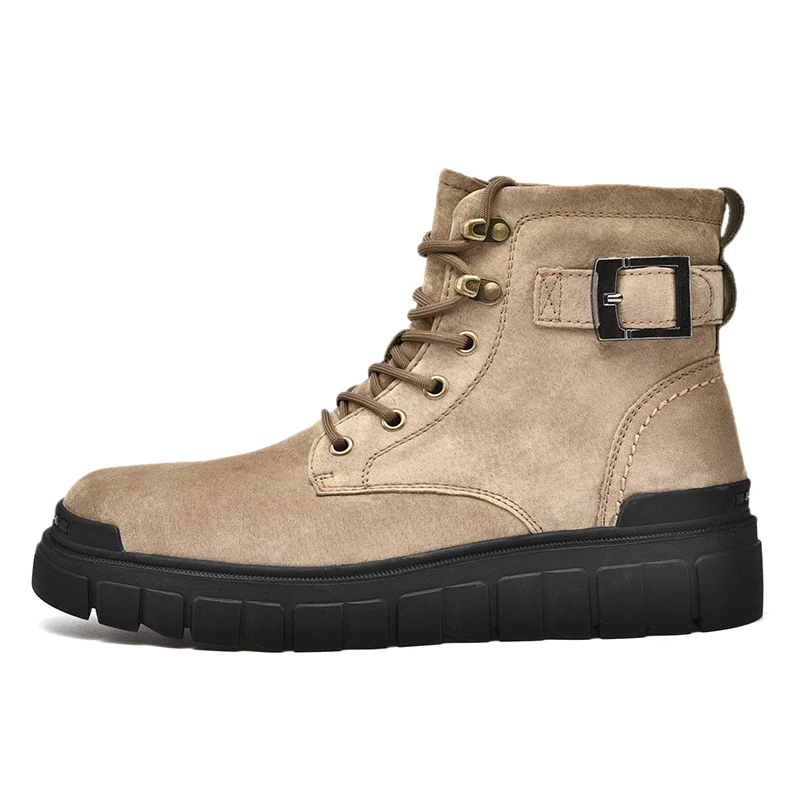 Cheap wholesale price brown leather no lace work boots slip on safety boots with side elastic