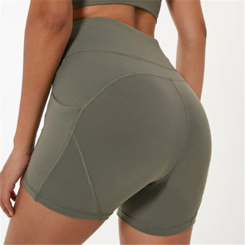 Women Plain High Waist Compression Soft Quick Dry Running Fitness Shorts manufacturer