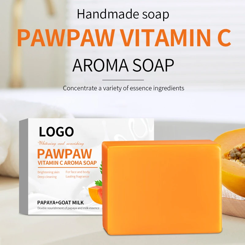 Private Label Custom Vitamin C Soap Body And Face Handmade Kojic Skin Whitening Papaya Soap