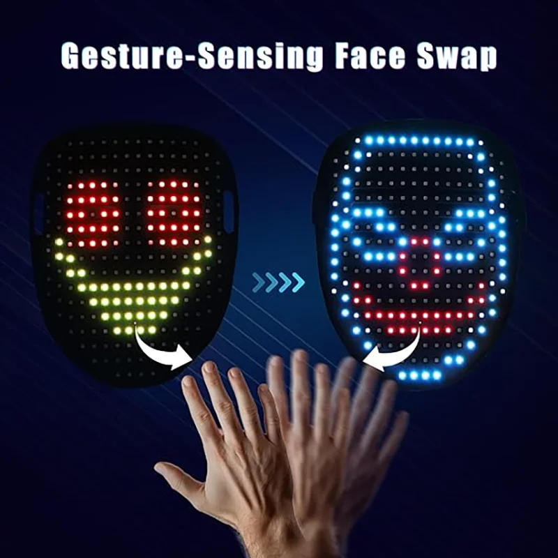 2024 Hot Sale Face Mask Small Gesture Induction Magic Shining Lighting Mask LED Mask for Halloween