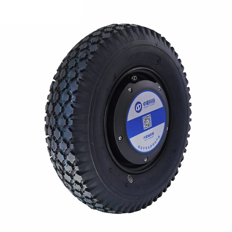 ZLTECH ROHS2.0 CE 16inch 24V-48V 800W 200kg load BLDC electric wheel hub servo motor with off road tire for agricultural robot