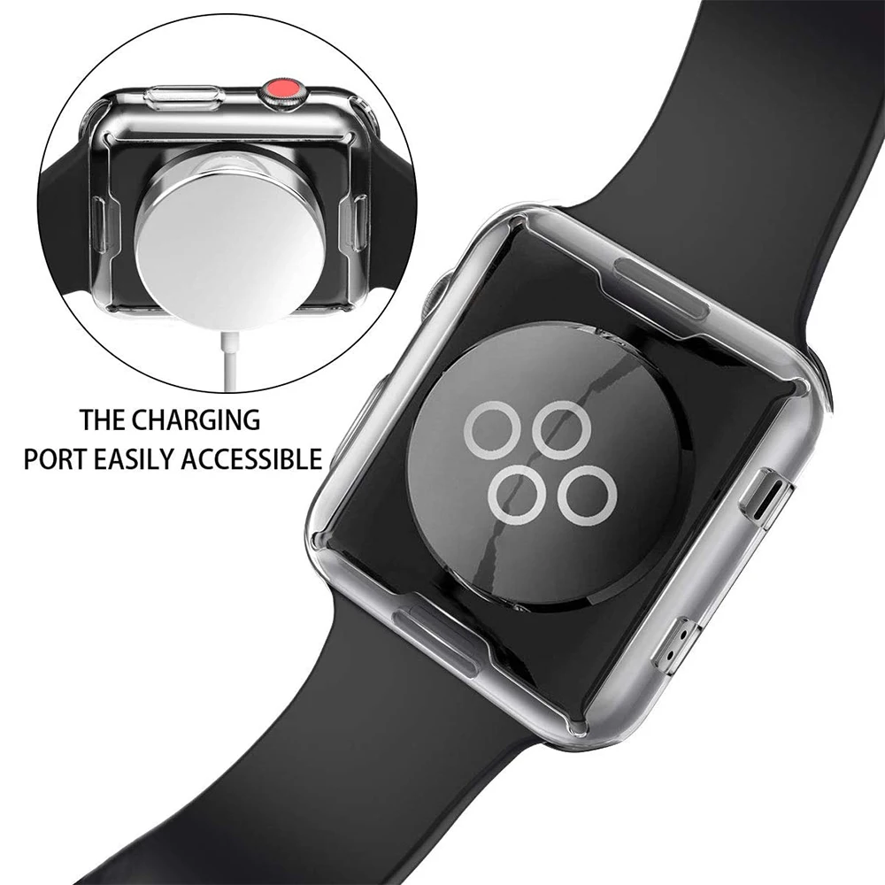 Прозрачная мягкая ТПУ Смарт-рамка для Apple Watch серии SE/7/6/5/4/3/2/1 чехол iWatch 38/40/41/42/44/45