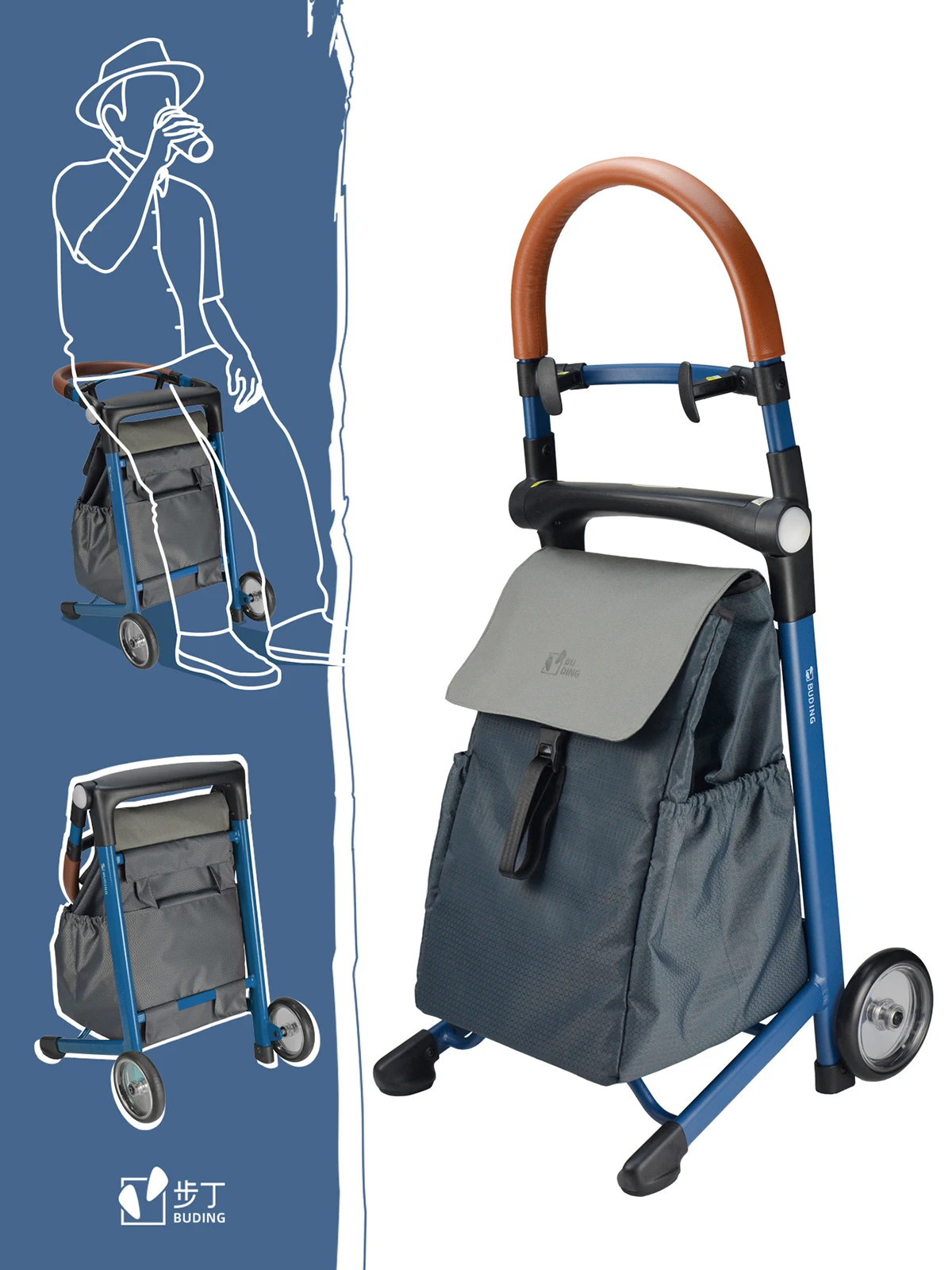 Foldable Shopping Trolley Dolly Cart With Rolling Wheels Removable Bag Personal Handtruck Carrito de Compras con Ruedas