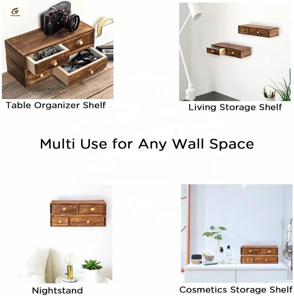 Rustic Wood Wall Floating Shelves for Storage and Display Perfect Use as a Nightstand Bedside Shelf Floating Shelf with Drawer