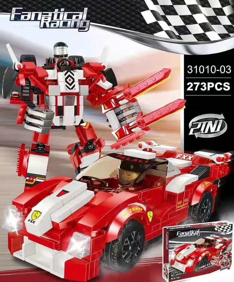 RTS Legoing 4 Types Racing Car Mixed Transform Robot Blocks Set Stem DIY Building Blocks Toys For Kid Wholesale OEM ODM