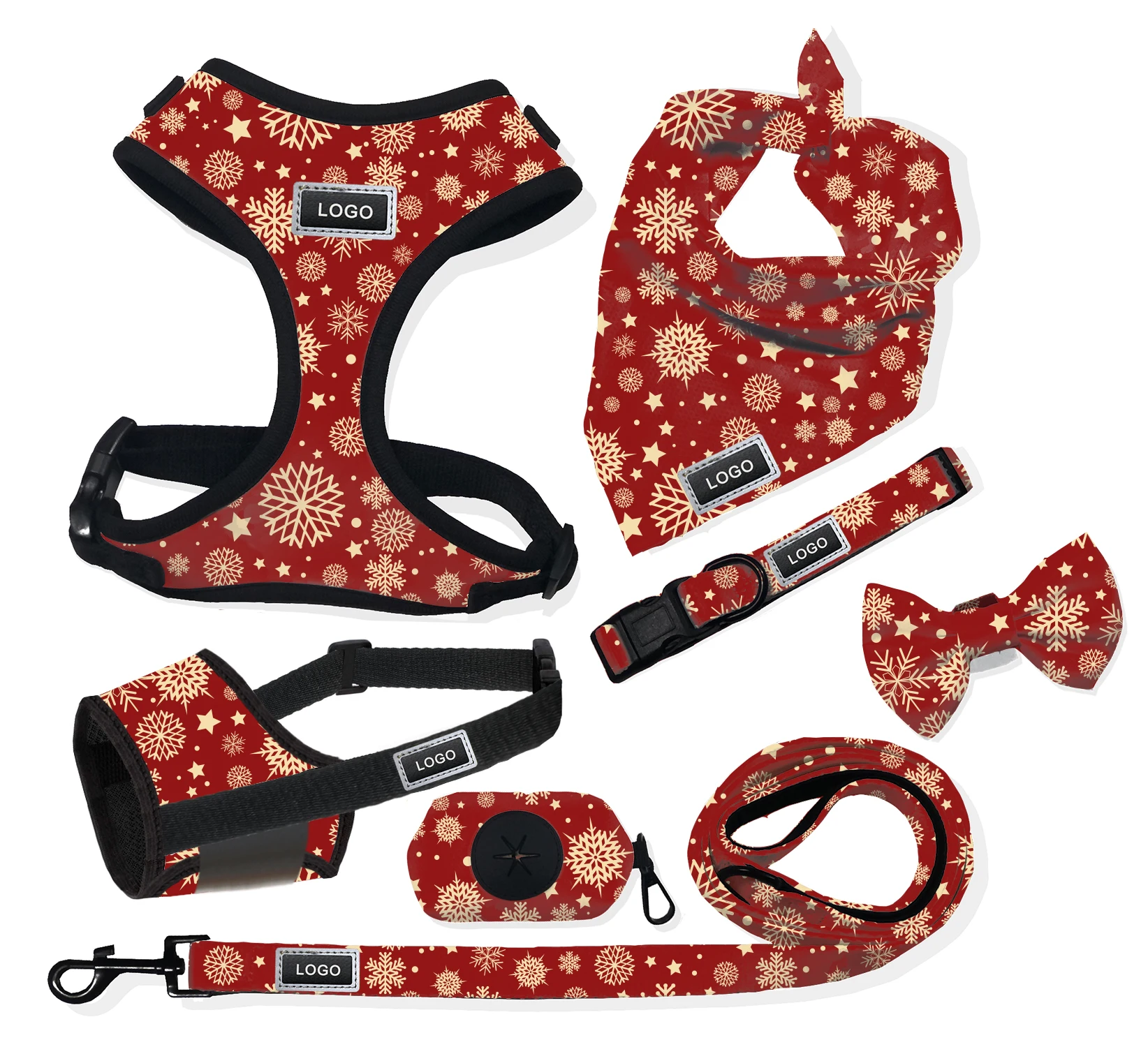 HUASONG No Pull Dog Harness Privete Label Dog Collar Leash Chest for Christmas Easter Day