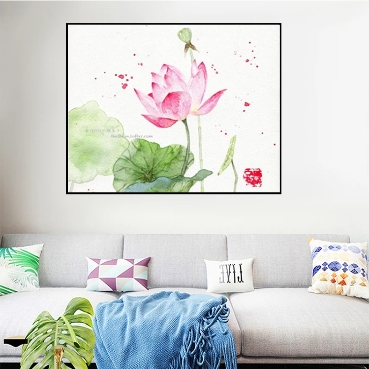 2022 wholesale DIY Chinese Oil Painting crafts Lotus flower oil Paint by Number for Adult Kids