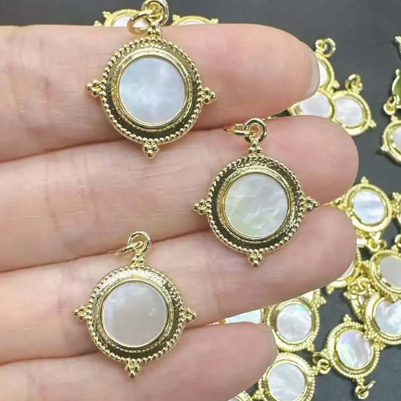 CH-HDP1613 Turkish Plated CZ Heart Shell Charm,Beauty Gold Plated Cubic Zircon Shell Pendant,Necklace Jewelry Making Accessories