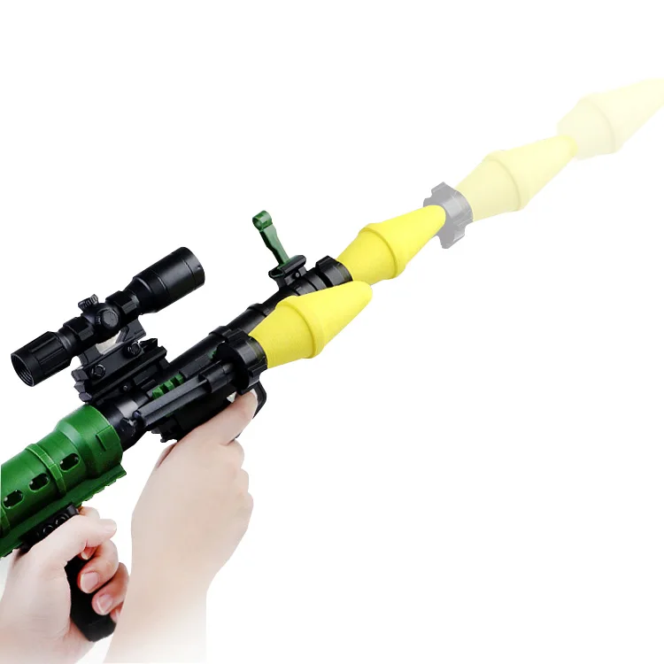 Kids interactive outdoor toys pretend military rocket launcher soft bullet gun with lights and sounds