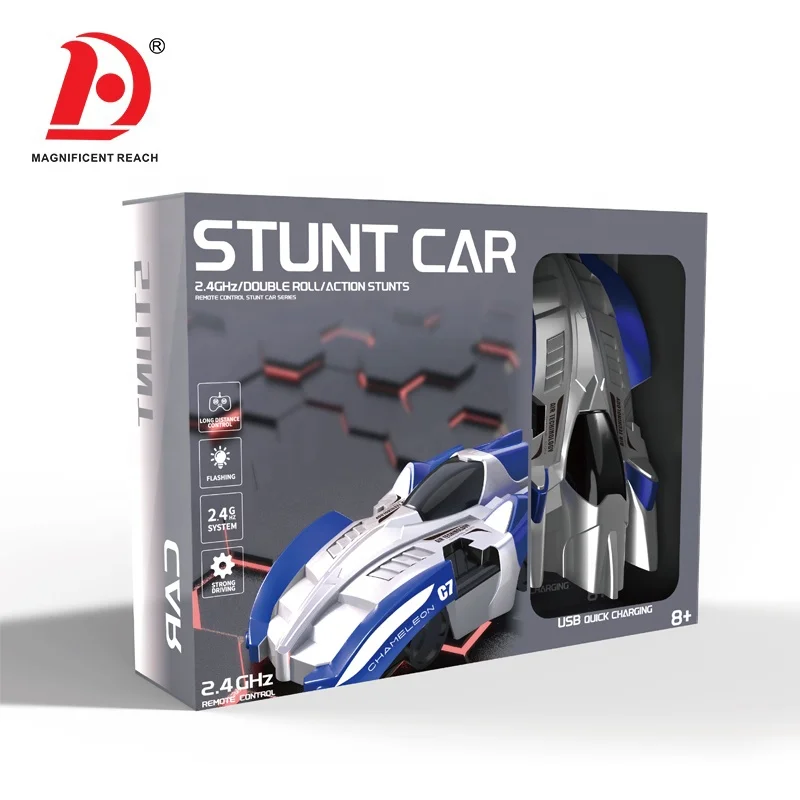 HUADA 2024 Magical 2.4G Anti Gravity RC Racing Stunt Car Toy Remote Control Wall Climbing Car With Light Battery