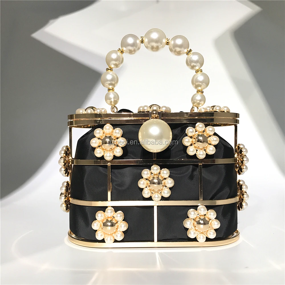 
Factory tredy beaded handbags metal frame clutch OC4131 