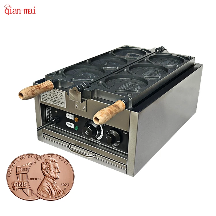 custom gas electric bubble round industrial commercial Cheese Gold Coin waffle maker machine