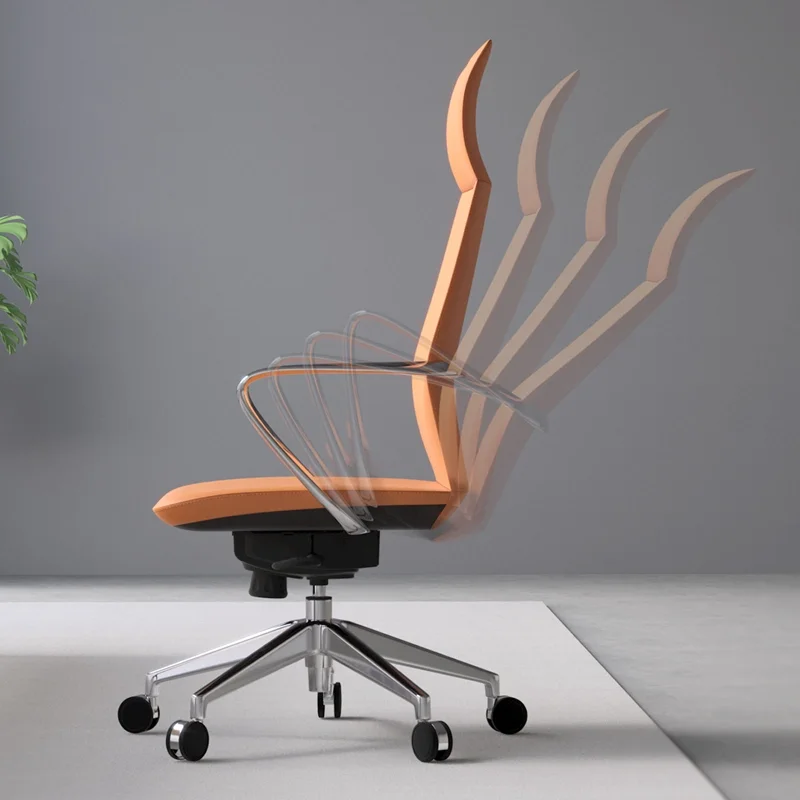 Modern Italian High Back Ergonomic Luxury Swivel Office Chair Executive Orange Leather Office Chair