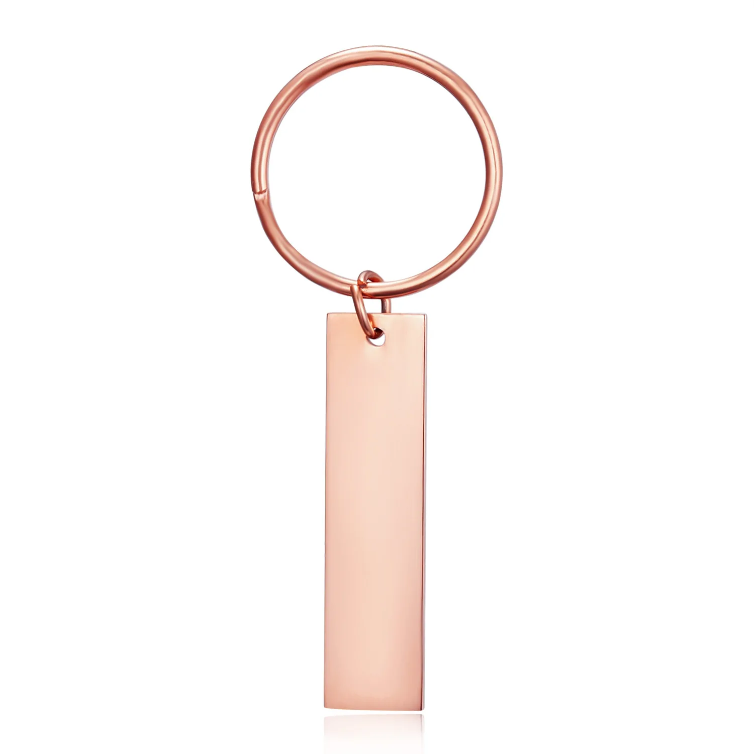 Silver Gold Rose Color Customized Logo Key Chain Engraved Mirror Polished Stainless Steel Square Bar Keychains Blank