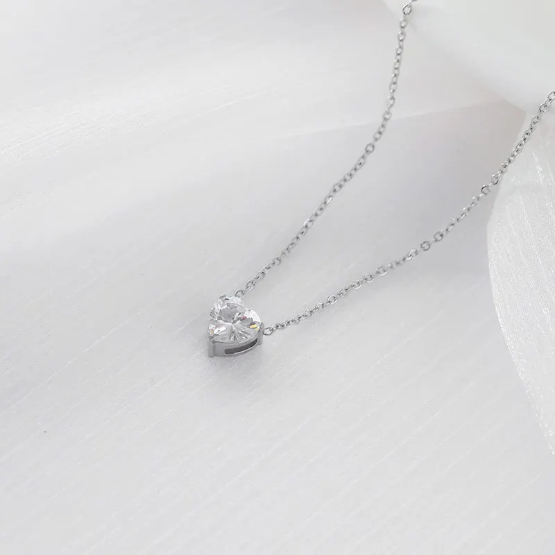 Ins trendy unique stainless steel necklace love heart pendant gold plated necklace girl
