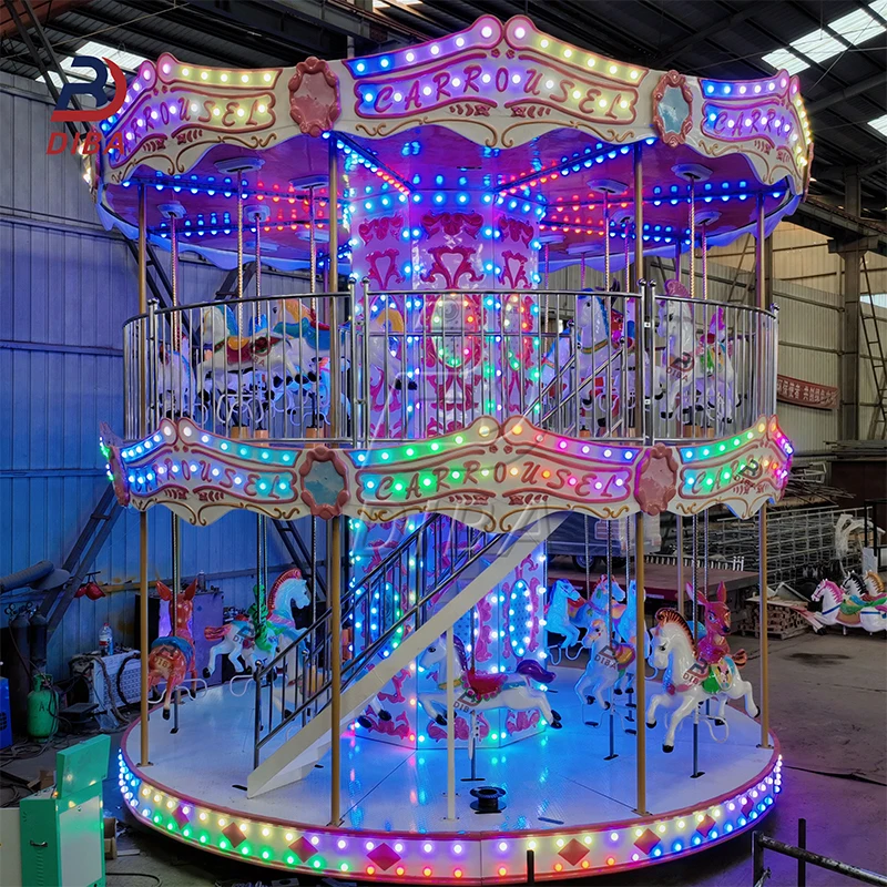 Amusement Rides Double Decker Carousel Horse For Sale
