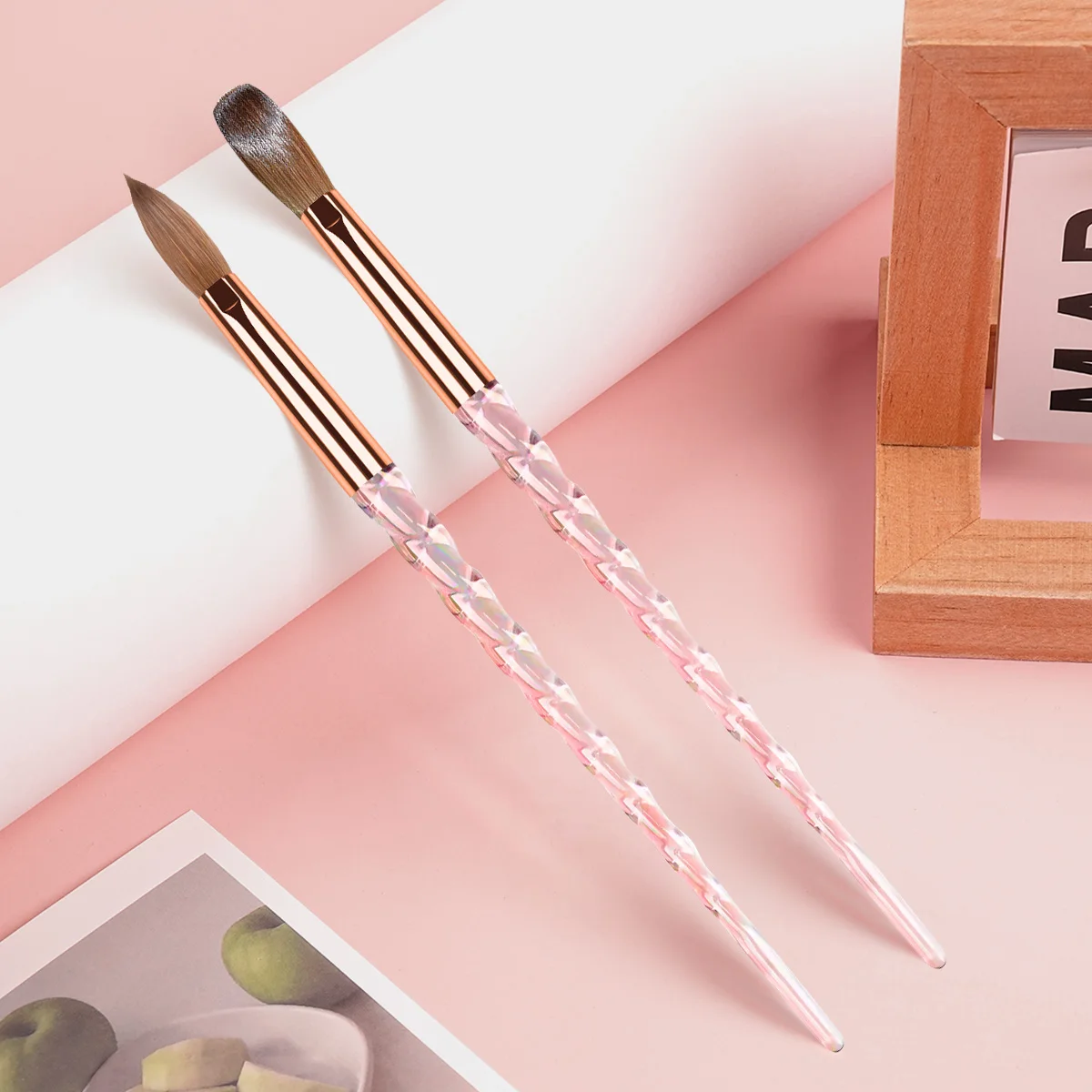 Fashion Pink Acrylic Screw Handle Custom Nail Art Brushes #8-#20 100% Kolinsky Acrylic Brush