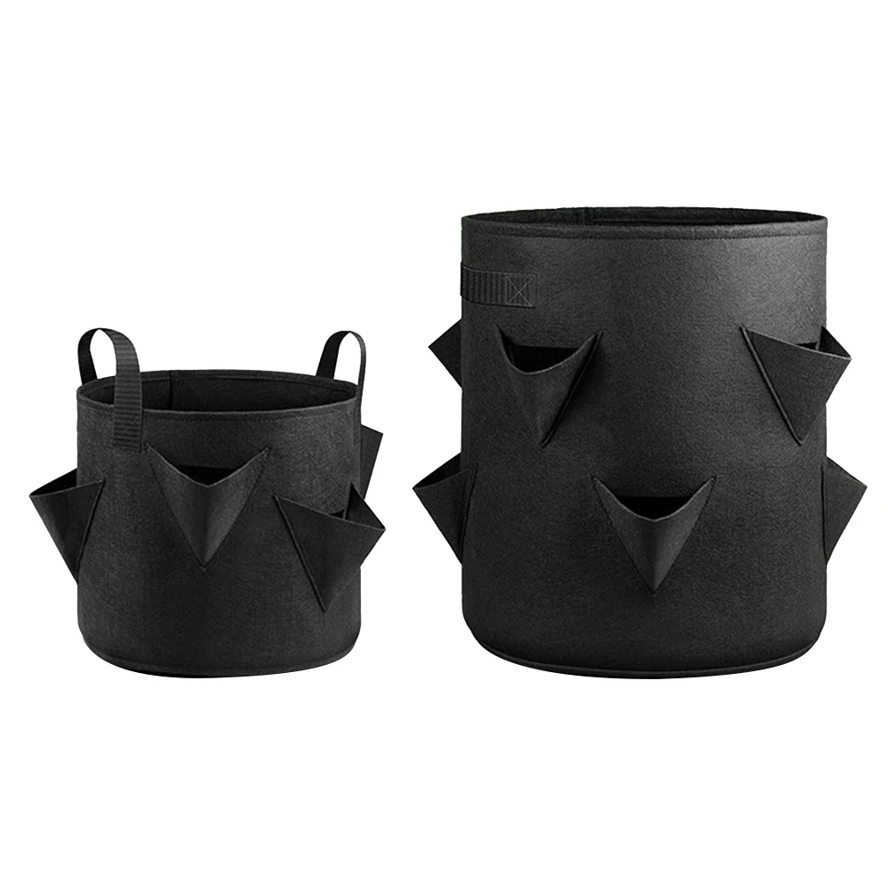 Heavy Duty Re-usable Garden Planting Grow Bag 10 Gallon Felt Fabric Strawberry Grow Bag With 8 Pockets