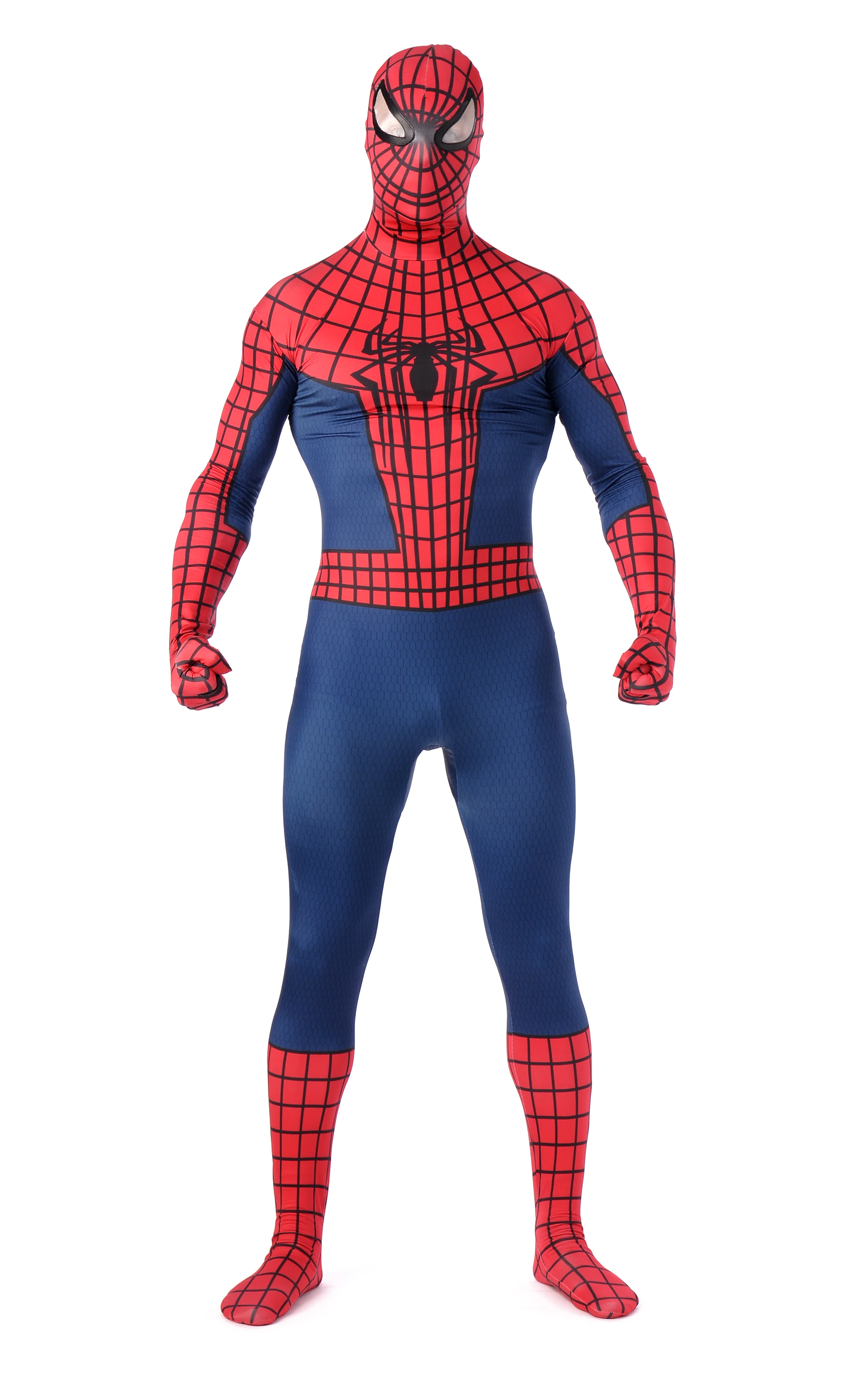 Newest Design Adult Men Comic Spiderman Bodysuit Spider Web Jumpsuit Breathable Zentai Catsuit for Halloween Christmas Cosplay