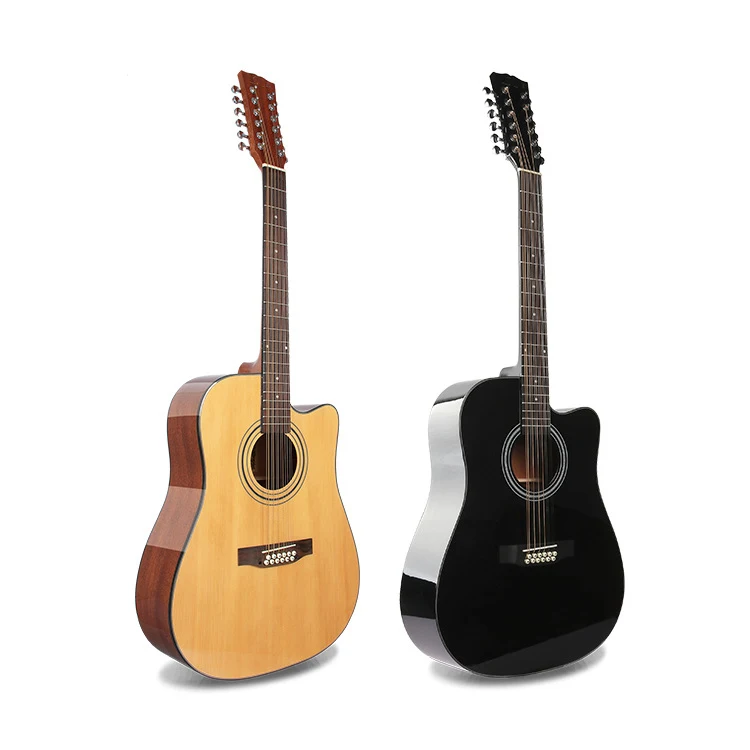 Wholesale Rosewood Fingerboard Spruce Glossy Folk Guitar 41 inch Complex Strings 12 String Acoustic Guitar
