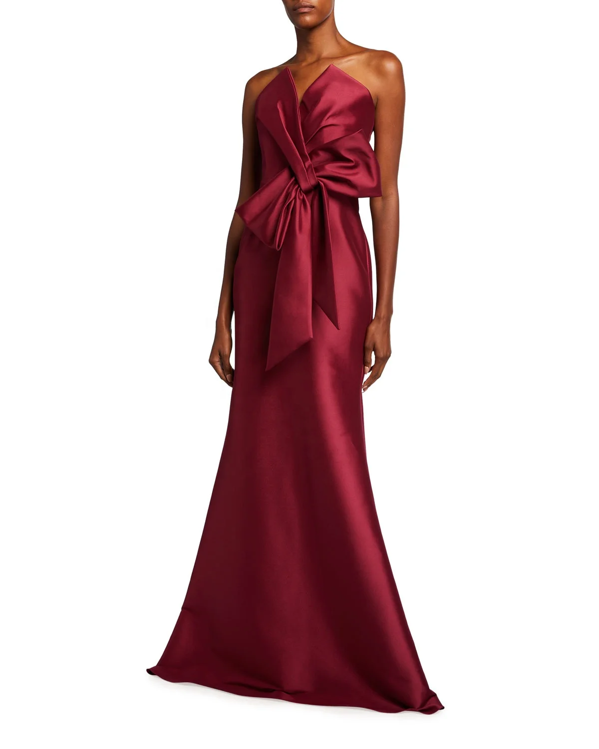 OEM Custom Design Invisible back zip Strapless Bow-Front Mikado Trumpet Gown 2020 Women Long Evening Party Dress