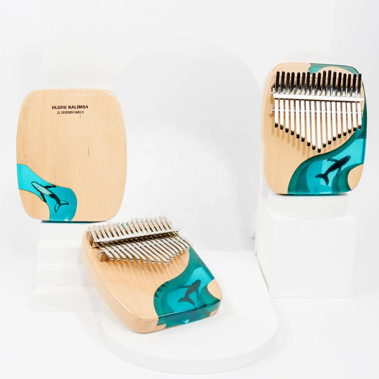 Resin Kalimba 17 Key Exquisite Finger Thumb Piano Marimba Musical Instrument Good Accessory Pendant Gif Kalimba(17 Key, blue)