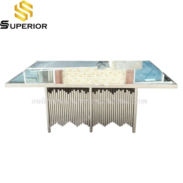 wholesale gold stainless steel wedding dining tables for luxury hotel event