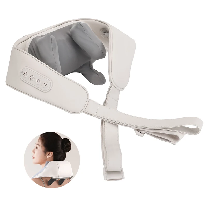 Huifan YC-369B Hands-free Handshaped Massage Design 12V Mini Cordless Squeezing Neck Massager with Graphene Heating