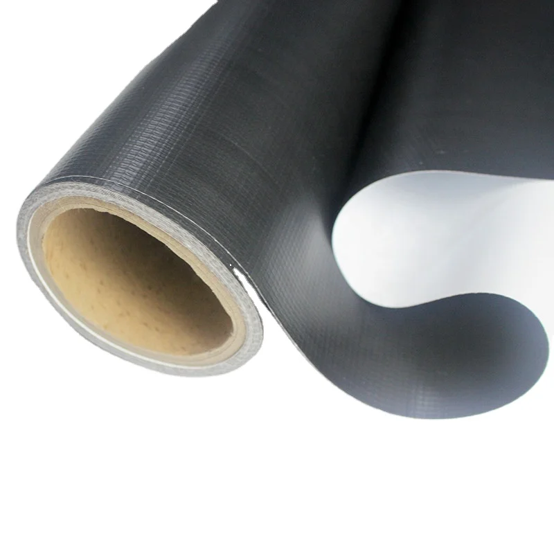 Wematch Black Back Hot Laminated 440gsm Black Glue PVC Banner Flex For Banner Printing Machine