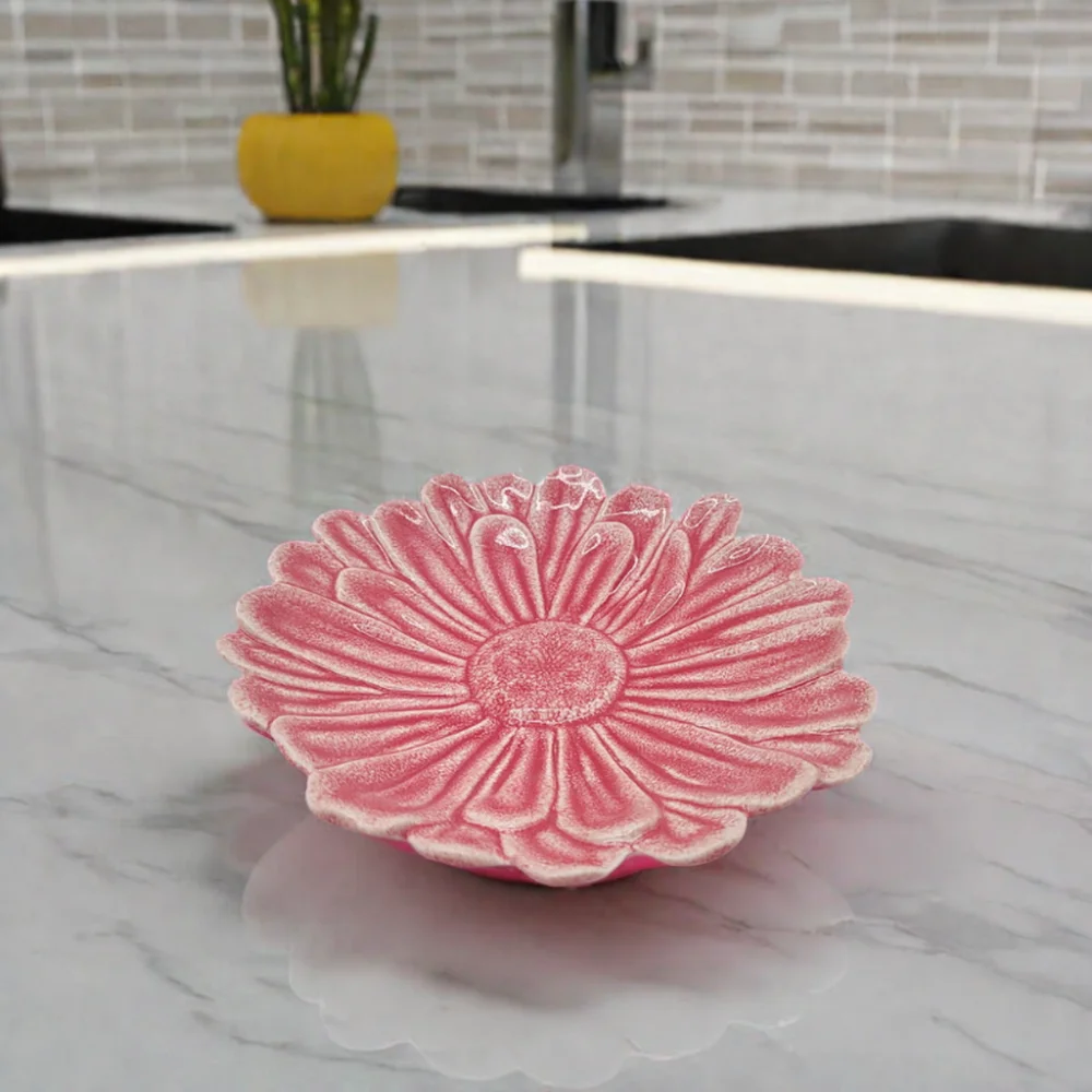 New design red Ceramic porcelain food safe dinning desert flower plate cake stand  dish for holiday display and everyday use