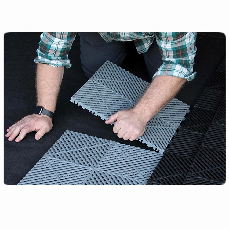 Plastic Vented Modular Interlocking Garage Floor Tiles Pvc Pp Garage Flooring Mat