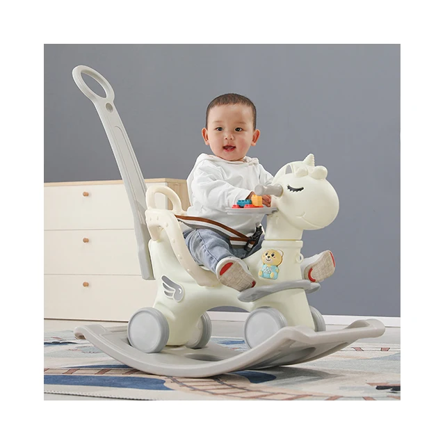 animal design 4 wheels plastic sliding rider rocking horse 3 in 1 children walker kids ride on Rocking Horse