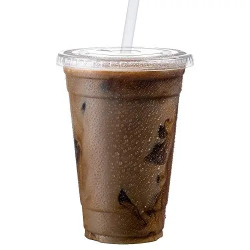 Clear Disposable Plastic Cups with Flat Lids Polypropylene (PP) Party Cups for Ice Coffee Yogurts Desserts Cups With Logo