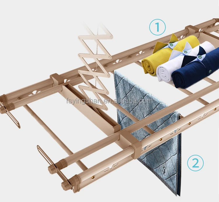 YG-1703B Remote Controlled Clothes Airer Motorized Electric Ceiling Garment 4 Tier Clothes Heated Hanger