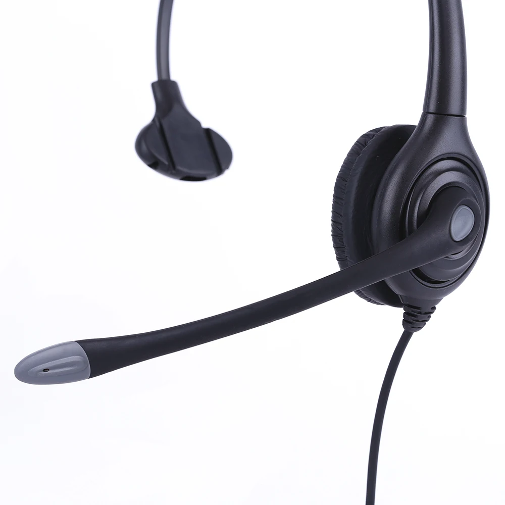 Monaural Call center telephone headset with Plantronics QD connecting with USB, RJ11, DC2.5,3.5 cable optional