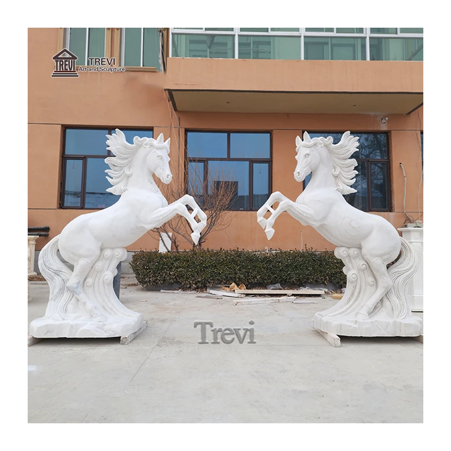 Animal Statue Natural Stone Hand Carving Home Decor  Marble Horse Sculpture