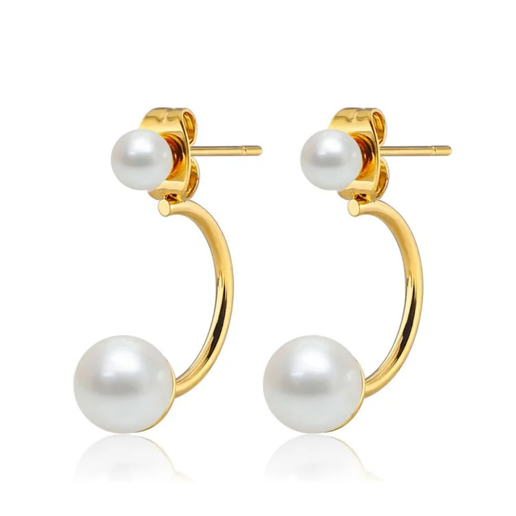 Wholesale  fashion stainless steel silver gold pearl earring women display earing jewelry box set