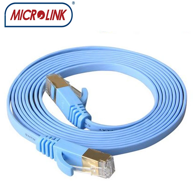 50 FT Flat RJ45 CAT7/CAT8 Network LAN Ethernet SSTP 10Gbps Gigabit sftp  Patch Cable with Gold Plated RJ45