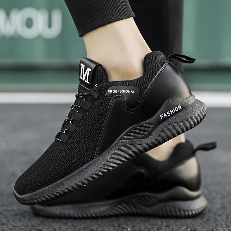 
New model fashion flat footwear casual sports shoes men black sneakers 